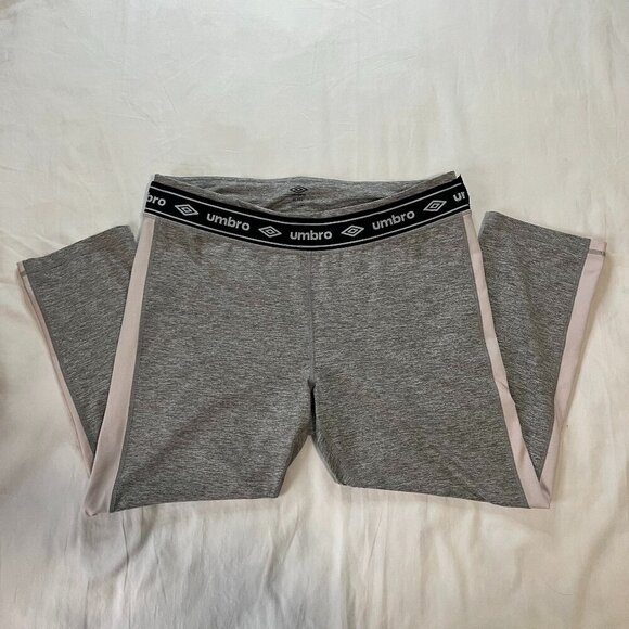 Umbro Gray White Black High Waist Athletic Workout 3/4 Leggings | Size XL - Picture 1 of 7